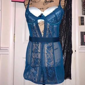 Electric Blue Mesh Slip with built in bra